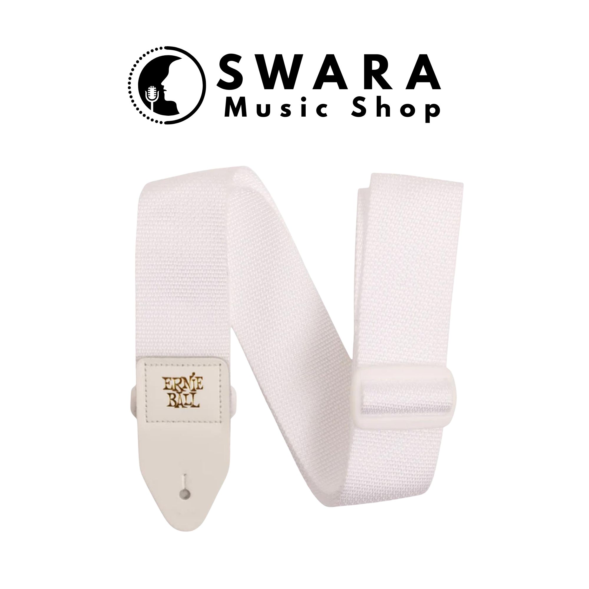 Ernie Ball Polypro Guitar Strap, White & White P05350